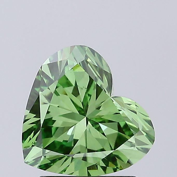 1.41 ct Heart lab grown diamond Fancy Vivid Green VVS2