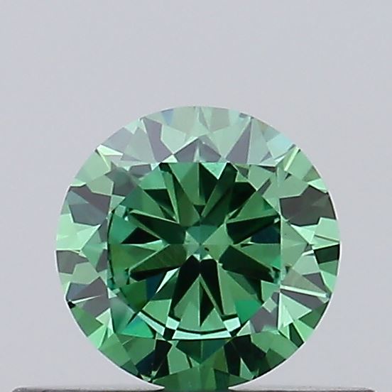 Actual 0.35 carat Fancy Vivid Green Round lab-grown diamond