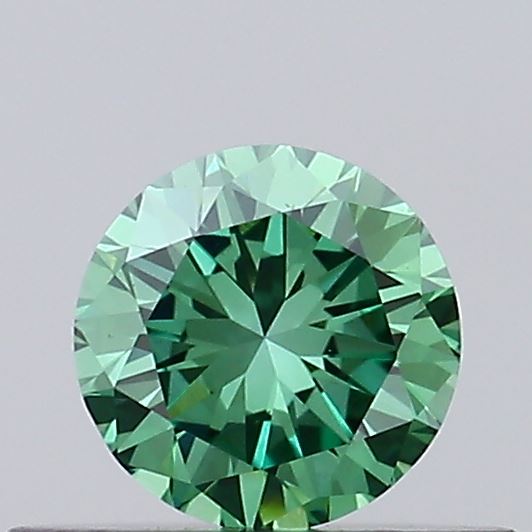 Actual 0.34 carat Fancy Vivid Green Round lab-grown diamond