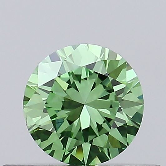 Actual 0.33 carat Fancy Vivid Green Round lab-grown diamond
