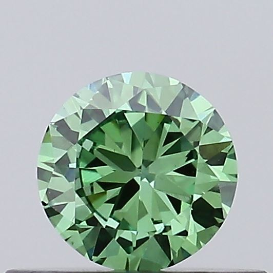 Actual 0.32 carat Fancy Vivid Green Round lab-grown diamond