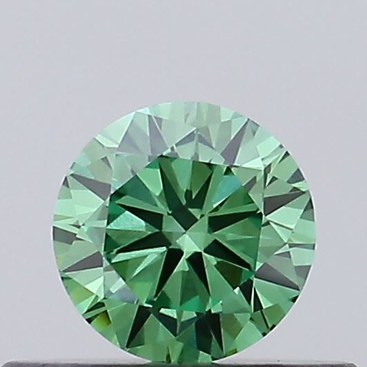 Actual 0.31 carat Fancy Vivid Green Round lab-grown diamond