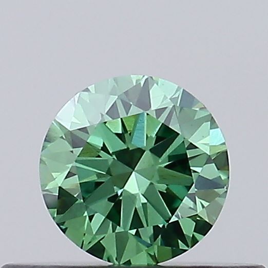 Actual 0.3 carat Fancy Vivid Green Round lab-grown diamond