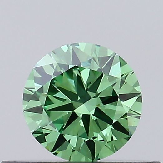 Actual 0.31 carat Fancy Vivid Green Round lab-grown diamond