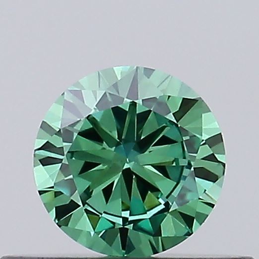 Actual 0.31 carat Fancy Vivid Green Round lab-grown diamond
