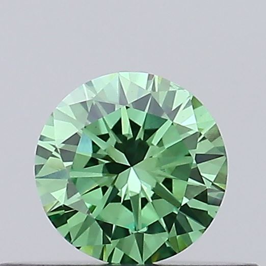 Actual 0.3 carat Fancy Vivid Green Round lab-grown diamond