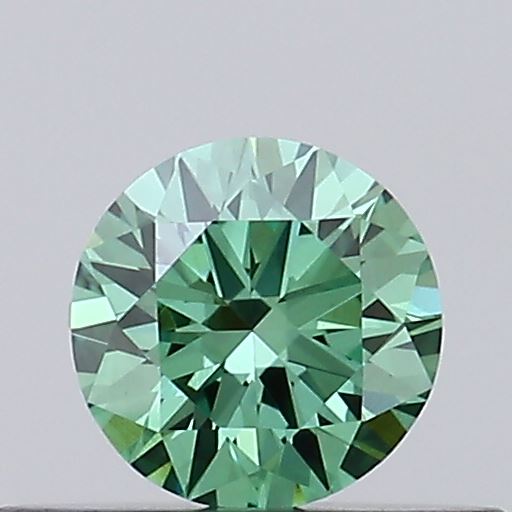Actual 0.29 carat Fancy Vivid Green Round lab-grown diamond