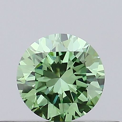 Actual 0.29 carat Fancy Vivid Green Round lab-grown diamond
