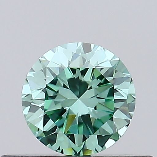 Actual 0.33 carat Fancy Vivid Green Round lab-grown diamond