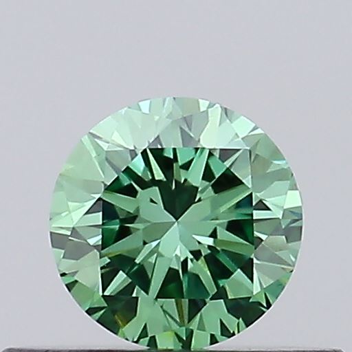 Actual 0.32 carat Fancy Vivid Green Round lab-grown diamond