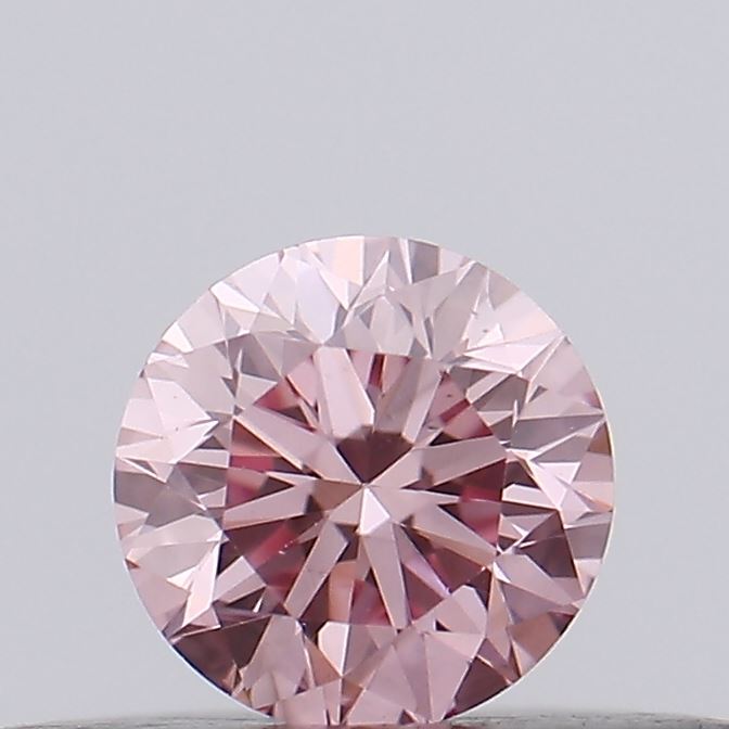 Actual 0.2 carat Intense Pink Round lab-grown diamond