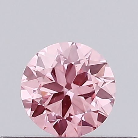 Actual 0.2 carat Vivid Pink Round lab-grown diamond