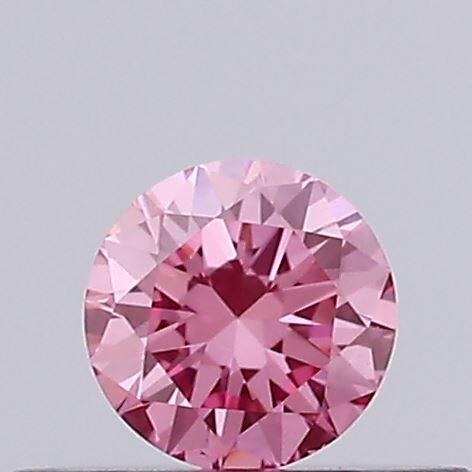 Actual 0.18 carat Vivid Pink Round lab-grown diamond
