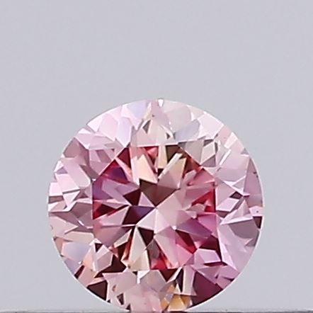 Actual 0.18 carat Intense Pink Round lab-grown diamond