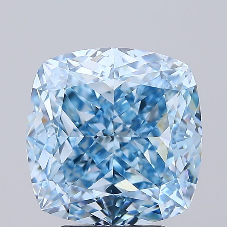 4.69 ct Cushion lab grown diamond Fancy Vivid Blue VS1