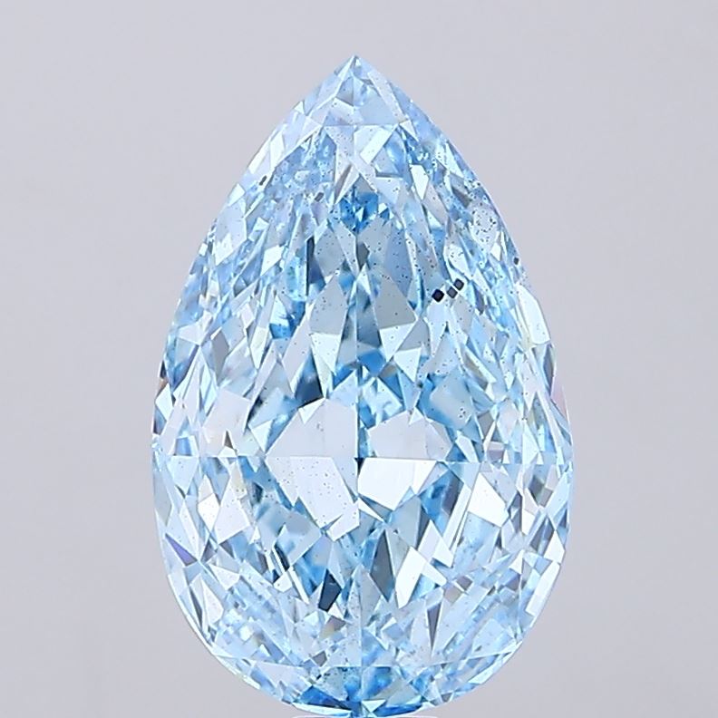 28.03 ct Pear lab grown diamond Fancy Vivid Blue SI1