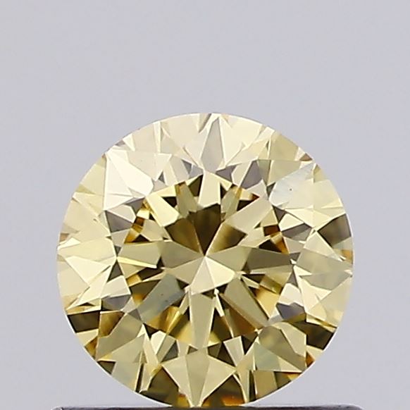 Actual 0.58 carat Yellow Round lab-grown diamond
