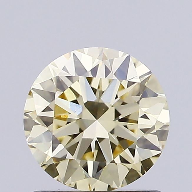 Actual 0.91 carat Light Yellow Round lab-grown diamond