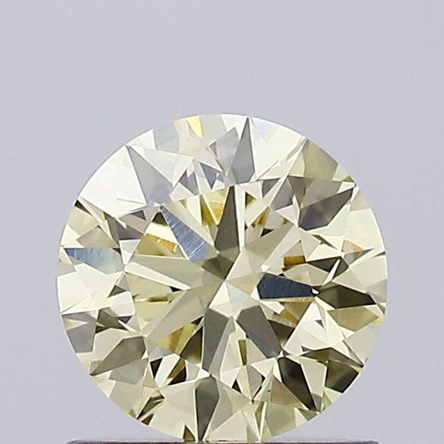 Actual 0.88 carat Light Yellow Round lab-grown diamond