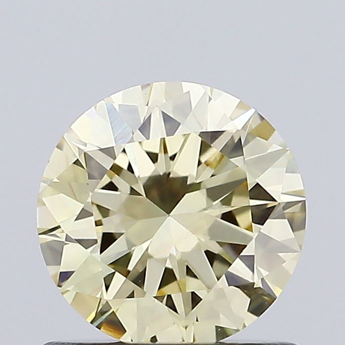 Actual 0.81 carat Light Yellow Round lab-grown diamond