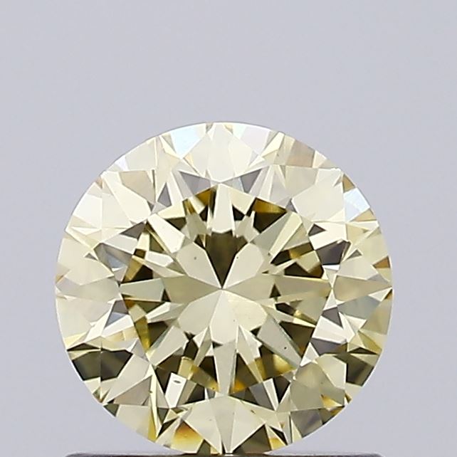 Actual 0.88 carat Light Yellow Round lab-grown diamond
