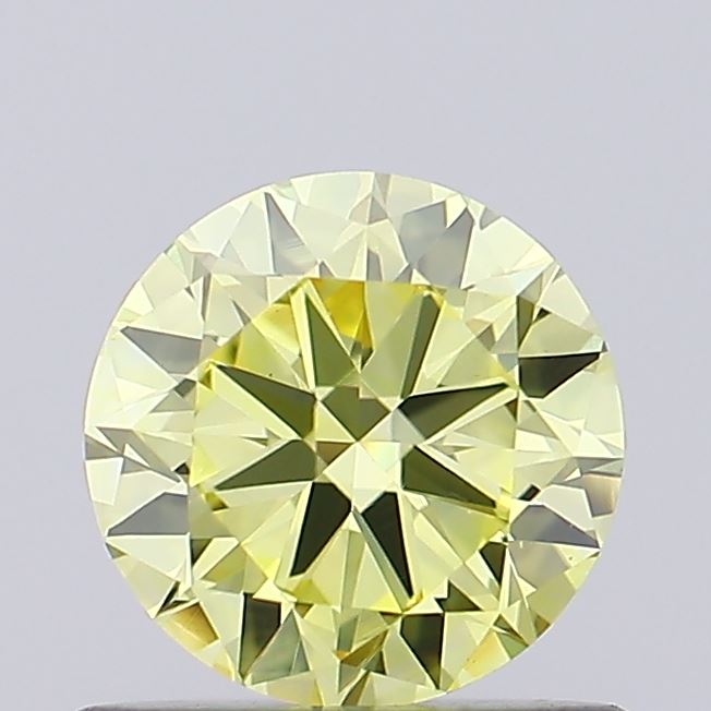 Actual 0.68 carat Yellow Round lab-grown diamond