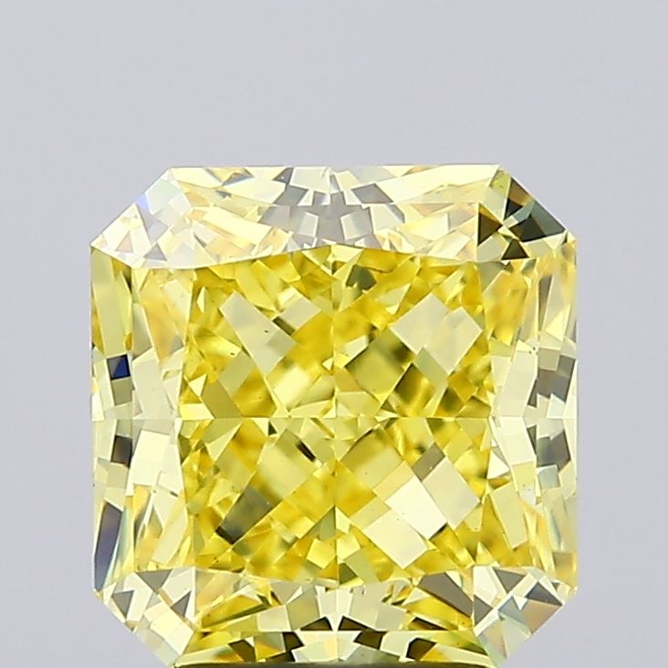 3.04 ct Sq.rad lab grown diamond Fancy Intense Yellow VS1
