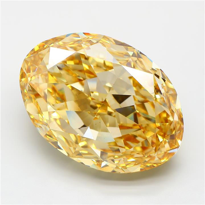 45.18 ct Oval lab grown diamond Fancy Vivid Yellow VS1