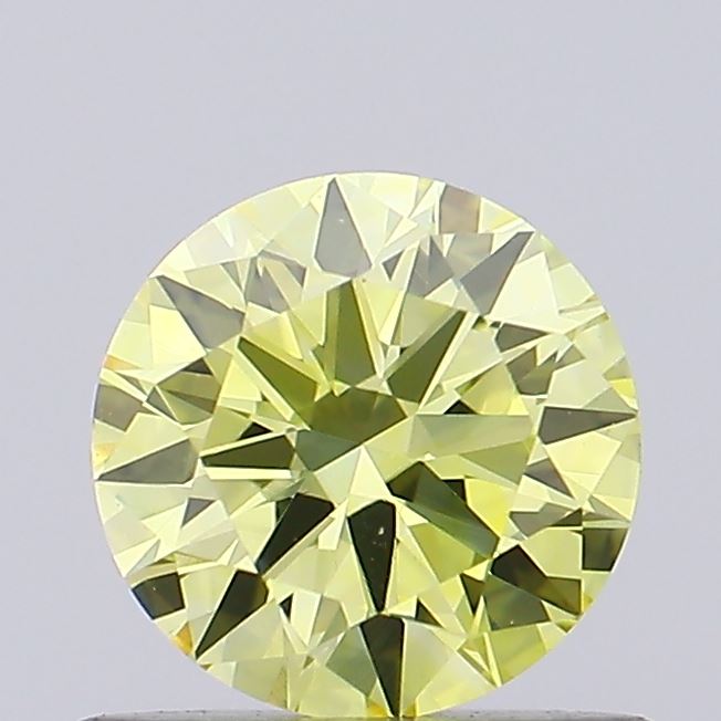 Actual 0.62 carat Yellow Round lab-grown diamond