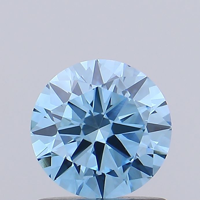 Actual 0.93 carat Vivid Blue Round lab-grown diamond