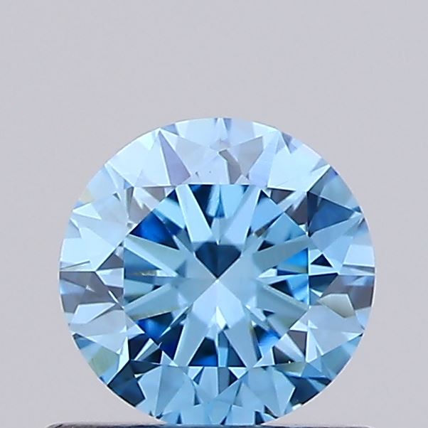 Actual 0.71 carat Vivid Blue Round lab-grown diamond