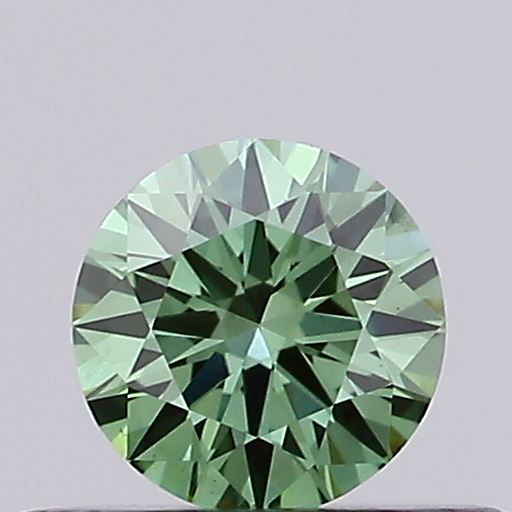 Actual 0.29 carat Fancy Vivid Green Round lab-grown diamond