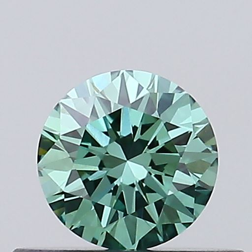 Actual 0.37 carat Fancy Vivid Green Round lab-grown diamond