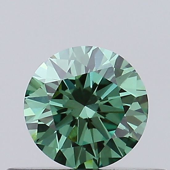 Actual 0.34 carat Fancy Vivid Green Round lab-grown diamond