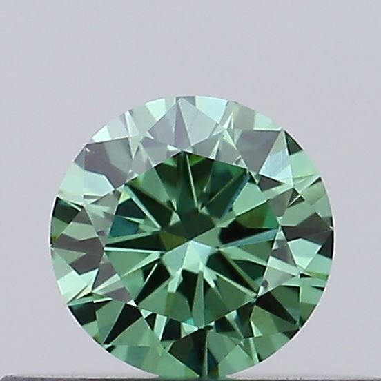 Actual 0.28 carat Fancy Vivid Green Round lab-grown diamond
