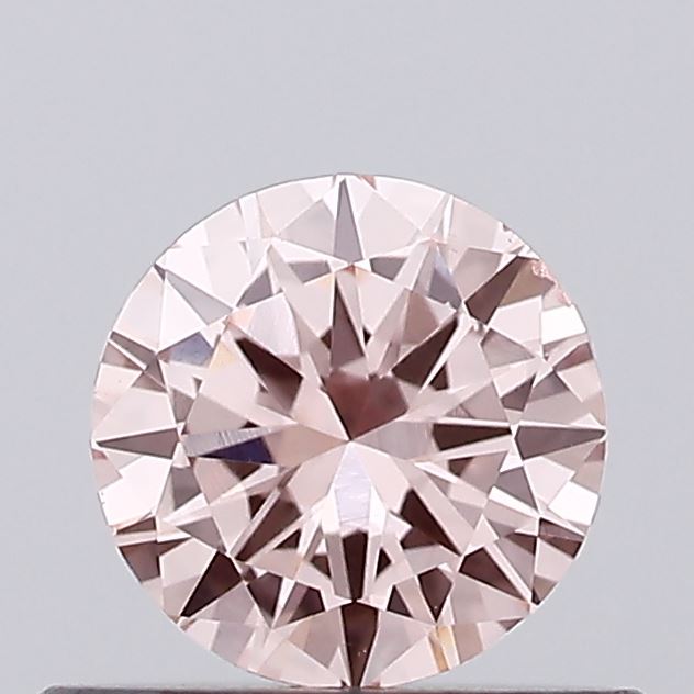 Actual 0.45 carat Fancy Intense Pink Round lab-grown diamond