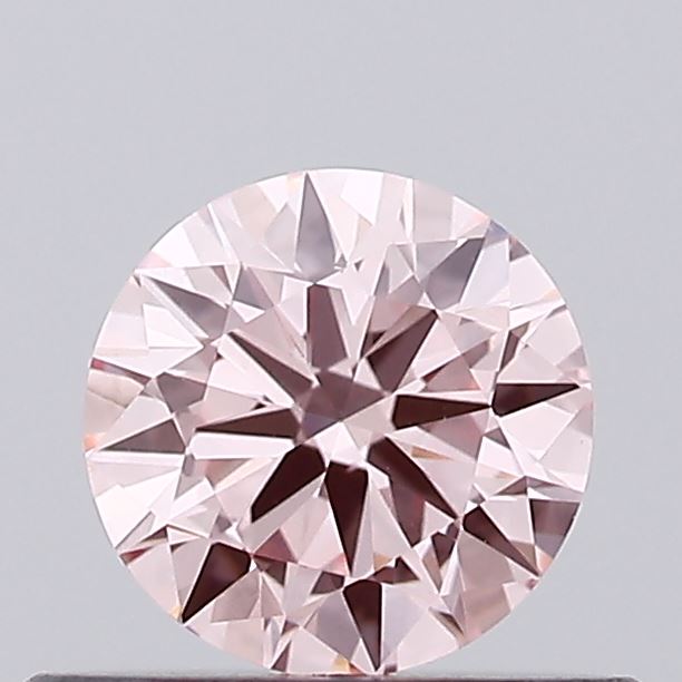 Actual 0.43 carat Intense Pink Round lab-grown diamond