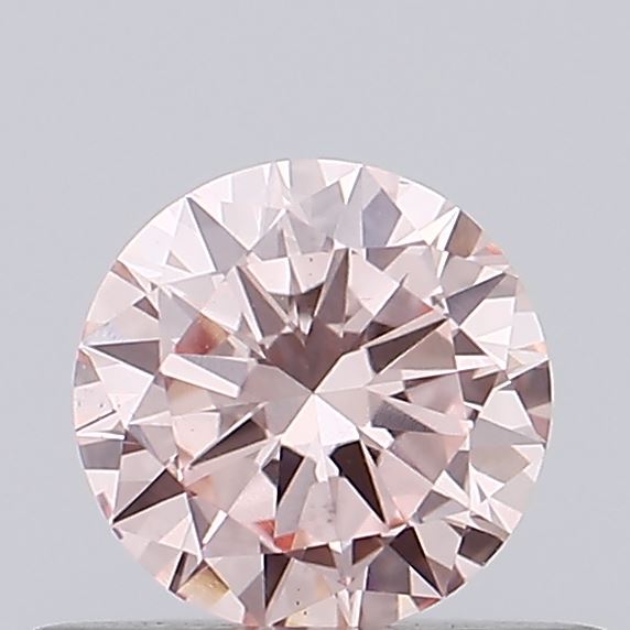 Actual 0.4 carat Fancy Intense Pink Round lab-grown diamond