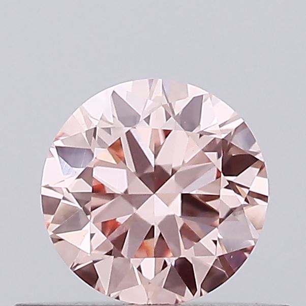 Actual 0.42 carat Intense Pink Round lab-grown diamond