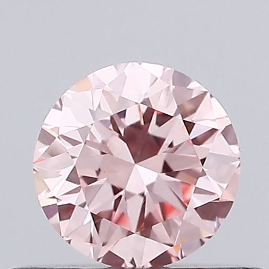 Actual 0.39 carat Vivid Pink Round lab-grown diamond