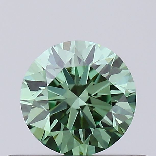 Actual 0.36 carat Vivid Green Round lab-grown diamond