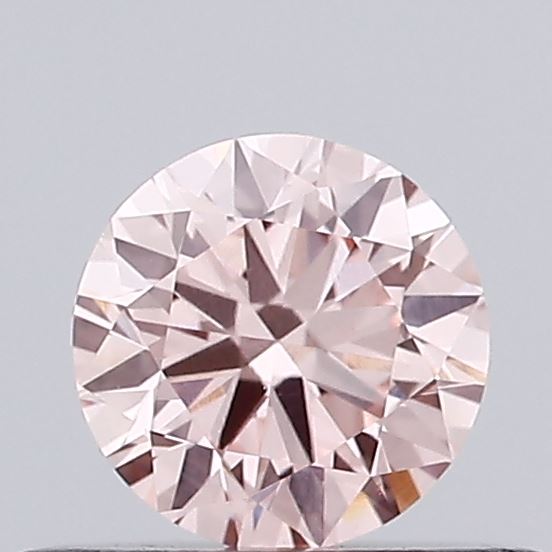 Actual 0.38 carat Intense Pink Round lab-grown diamond