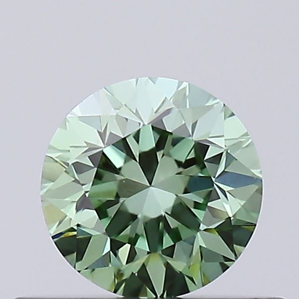 Actual 0.35 carat Fancy Vivid Green Round lab-grown diamond