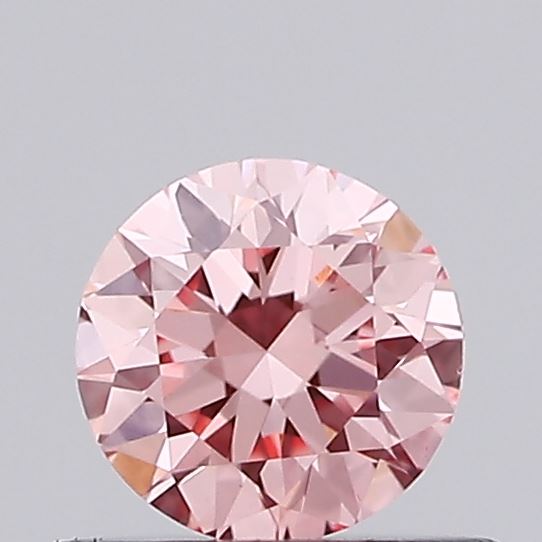 Actual 0.4 carat Fancy Vivid Pink Round lab-grown diamond