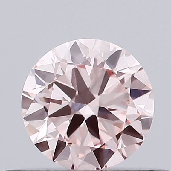 Actual 0.36 carat Fancy Intense Pink Round lab-grown diamond