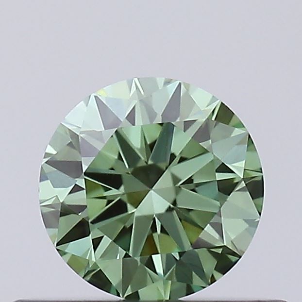 Actual 0.32 carat Vivid Green Round lab-grown diamond