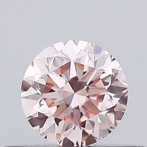 Actual 0.31 carat Fancy Intense Pink Round lab-grown diamond