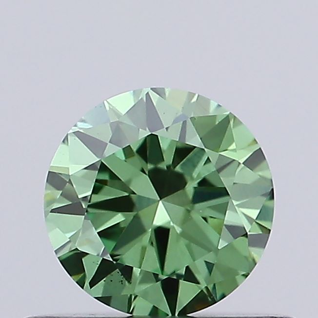 Actual 0.43 carat Vivid Green Round lab-grown diamond