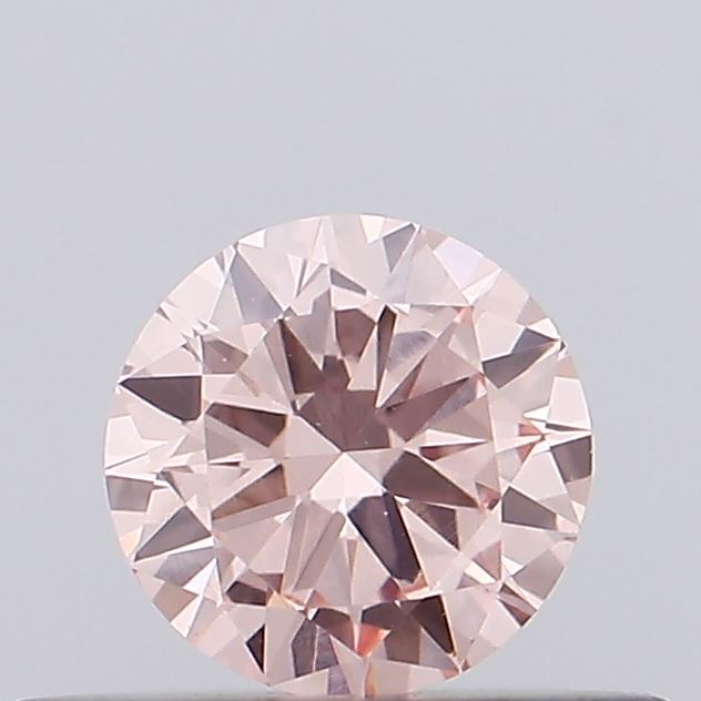 Actual 0.3 carat Fancy Intense Pink Round lab-grown diamond