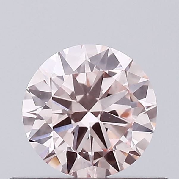 Actual 0.35 carat Fancy Intense Pink Round lab-grown diamond